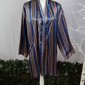 VICTORIA'S SECRET Gold & Blue Striped Robe‎